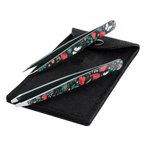 Pinces à épiler de qualité supérieure, en acier métallique recouvert de papier fleuri, outil de maquillage pour l'épilation des sourcils, pinces à épiler pour un usage domestique et en salon - Product Image 3