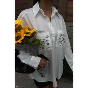 Camisa Casual de Popelina con Detalle de Ojales Metálicos Simples 3453 - Product Image 2