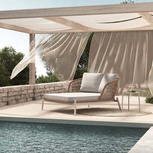 Cama de día de cuerda tejida para exteriores con cojines Sofá de salón de patio moderno para espacios de relajación de jardín, piscina y balcón - Product Image 2