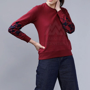 Sweat-shirt à col rond personnalisé d'usine Dernier pull à la mode pour femmes en coton Sweat-shirt - Product Image 5