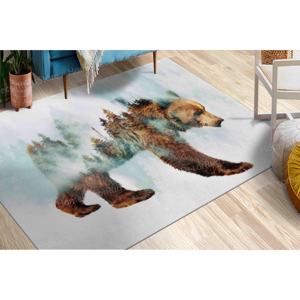 Tapis imprimé avec un ours qui marche dans la neige, tapis à thème animal, cadeau pour la maison, tapis doux non tissé - Product Image 4