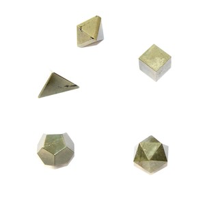 Juego de 5 piezas de geometría de pirita de cristal, piedra natural sagrada tallada para curar sólidos platónicos, formas geométricas únicas - Product Image 6