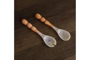 Juego de Cubiertos para Ensalada de Resina Premium, Cuchara y Tenedor, Vajilla para el Hogar, Decorativa, Hecha a Mano, Moderna, Apta para Lavavajillas, Ecológica - Product Image 3