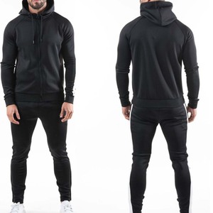 Survêtement à capuche noir pour homme, personnalisé, avec fermeture éclair intégrale, poches latérales, coupe sportive, longueur standard, vêtements d'hiver - Product Image 3