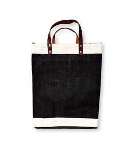 Prix de gros sac de shopping en toile de jute personnalisé avec poignée en cuir PU pour un usage quotidien - Product Image 1