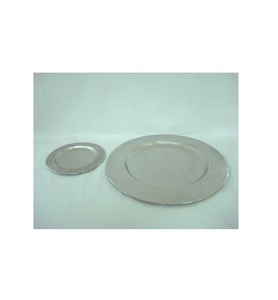 Bandeja de servicio de mesa de latón y níquel brillante, bandeja artística con asas de cuero de imitación - Product Image 5