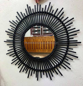 Espejo redondo de ratán para pared, decoración del hogar, sala de estar, tejido a mano, novedad - Product Image 2