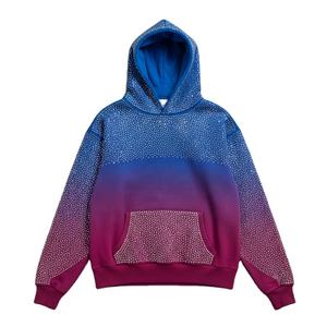 2026 à la mode hiver soleil fondu détresse strass concepteur à capuche Logo personnalisé pull casual Street Style 100% coton surdimensionné - Product Image 2