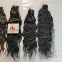 Extensions de cheveux 100% naturels Remy indiens ondulés couleur noire, double trame machine, pour femmes, vente en gros Tamil Nadu