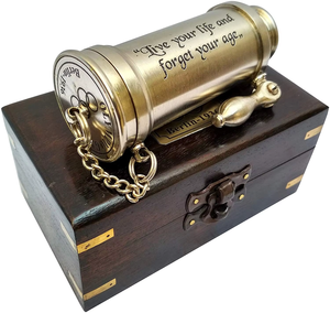Télescope à main en laiton de 6.5 "avec boîte marron en bois Télescope à main nautique en laiton Pirate Spyglass avec boîte en bois - Product Image 5