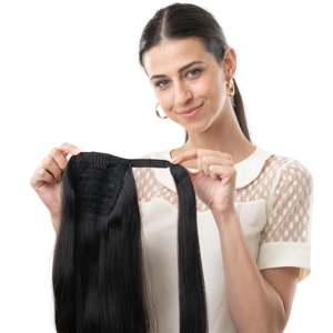 Renkwei Extension de cheveux Remy à pince pour queue de cheval, cheveux humains vierges lisses, tissage brésilien 100g - Product Image 3