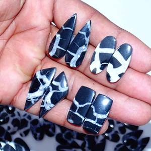 Gran oferta, par septariano negro, venta al por mayor, par septariano negro a juego, par de cabujón septariano negro de piedras preciosas sueltas para joyería - Product Image 6