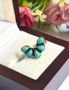 แหวนแต่งงานแหวนหมั้นทำจากเงินแท้แบบ925กรอบขอบลายใบไม้สีฟ้าเทอร์ควอยซ์สีดำทันสมัยสำหรับงานปาร์ตี้ - Product Image 2