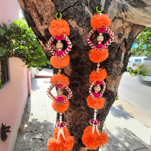 Handmade Orange Artificial Flower Work <b>Garlands</b> <b>Marigold</b> Hanging With Pearl Beautiful Gotta Patti Work Hangings for Wedding 's - Product Image 1