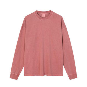 Hombres peso pesado lavado viejo borde molienda inferior camisa desgastada manga larga sudaderas logotipo personalizado ácido lavado sudaderas con capucha - Product Image 5