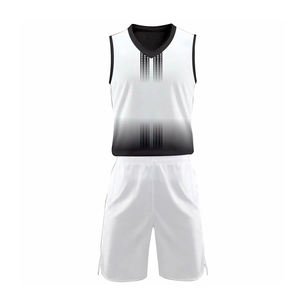 Ensemble de maillots de basket-ball pour hommes, sans manches, col en V, couleur dégradée, impression sublimée, évacuation de l'humidité, coupe athlétique, toutes saisons - Product Image 1