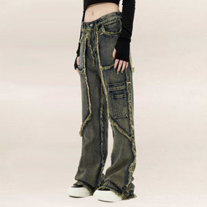 กางเกงยีนส์ขาบานสำหรับผู้หญิงเอวสูงระบายอากาศได้ดีแบบลำลองสำหรับฤดูใบไม้ผลิฤดูร้อน - Product Image 3