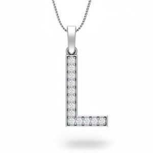 Pendentif en or et diamants moderne en forme de lettre L, or jaune 18 carats avec diamants véritables, bijoux fins personnalisés élégants, idéal pour un anniversaire - Product Image 1