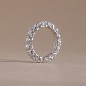 แหวนชุบทอง14K ประดับเพชร4มม. ไม่มีนิเกิลกันน้ำได้ทำจาก925ของผู้หญิงเงินสเตอร์ลิงรูปหน้าได้รับการรับรองตามเทรนด์ - Product Image 1