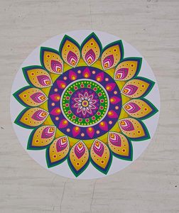 สติกเกอร์พื้น rangoli อินเดียแบบดั้งเดิมรูปลอกไวนิลสำหรับตกแต่งบ้านผนังทางเข้าหน้าต่างโต๊ะ-ของขวัญตัวเลือกการคืน - Product Image 5