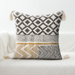 Modern Striped Pattern 100% Cotton Embroidery Work <b>Pillows</b> Disposable Cushion Covers for Home Living Decor Different Multi - Product Image 1