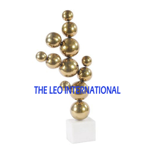 Fil d'acier Métal Base en marbre Forme unique Finition or Sculptures modernes de l'Inde Style fantaisie Accent décoratif pour la maison - Product Image 4