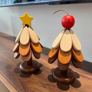 Ensemble de sous-verre en bois 3D pour arbre de Noël Tapis chauffant en bambou écologique naturel pour la cuisine, la table à manger et la décoration saisonnière de la maison - Product Image 2