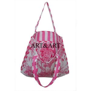 Pure Cotton Fabric Women's Shoulder <b>Tote</b> <b>Bag</b> Solid Color open Closure Spring <b>Summer</b> Trendy Fashion Block Printed - Product Image 4