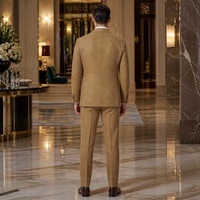 Costume homme camel tissé, simple boutonnage, revers cranté, poches plaquées, doublure florale, costumes d'affaires pour homme sur mesure MTM