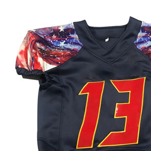 Uniforme de football américain respirant à manches courtes, imprimé sur mesure, vêtements d'entraînement et de match d'équipe, haute qualité, commandes en gros - Product Image 5