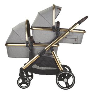 VICO unique fancy Design Baby Twin Stroller Unique Seats Cradle Carrier Pram Kids Stand Aluminum Frame Cotton <b>Foldable</b> 15kg Load - Product Image 6