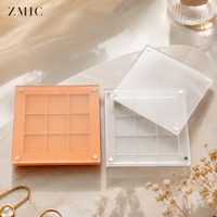 Palette de fards à paupières magnétique 9 compartiments, palette de blush crémeux vide avec couvercle transparent givré, palette de maquillage carrée pour correcteur pour femmes
