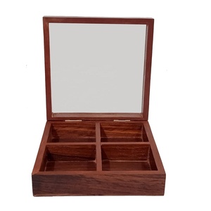 กล่องไม้อาคาเซียทรงสี่เหลี่ยมพร้อมฝาตกแต่งสำหรับกล่อง Masala กล่องใส่เครื่องเทศทำจากไม้ธรรมชาติทำด้วยมือ - Product Image 3