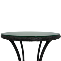 Table basse en rotin PE moderne et durable AIKO modèle 002, structure en acier thermolaqué, pour extérieur, jardin, hôtel, hôpital