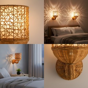 โคมไฟหวายติดผนังทำด้วยมืออันหรูหราสำหรับการตกแต่งที่ทันสมัย - Product Image 4