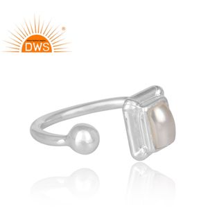 Design fait à la main 925 argent Sterling fin perle naturelle bague réglable bijoux pour femmes cadeau pour elle - Product Image 3