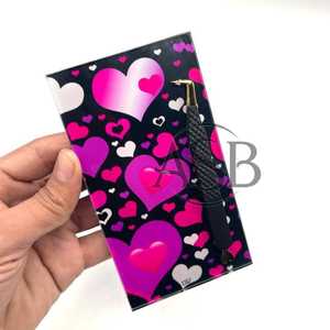 Black Hot Pink Heart Lash Tiles <b>Valentine</b> Special Beauty Acrylic Customised Logo Printing Lightweight OEM Service - Product Image 3