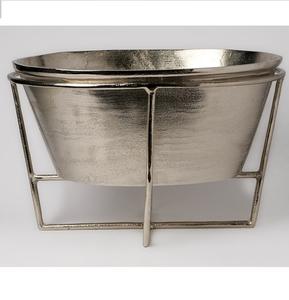 Cubo de vino de hielo de forma redonda de Metal enfriador de vino de aluminio de Metal para Bar restaurante rústico antiguo enfriador de vino de plata - Product Image 2