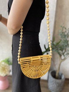 Wholesale Half Moon Hollow Bucket Weave <b>Bag</b> <b>for</b> <b>Women</b> Embroidered Bamboo <b>Bags</b> National Style by Factory - Product Image 5