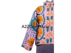 Blouson d'hiver tendance pour femme avec broderie indienne Suzani à motif floral 100% coton écologique à séchage rapide et respirant - Product Image 2