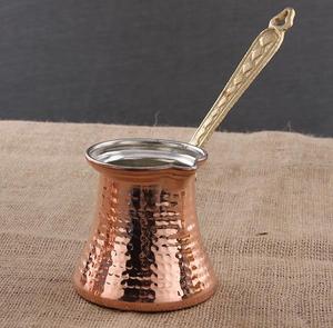 Cafetière turque en cuivre martelé moderne et audacieuse, avec poignée en bois, réutilisable, écologique, vintage, BAKIRCILAR, thermique - Product Image 1