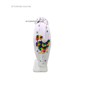 Diadema de Mardi Gras hecha a mano con cuentas de semillas para niñas, diseño personalizado para fiestas de Carnaval - Product Image 3