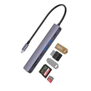 Porodo Hub USB-C 7 ports bleu 4K double USB-A compatible avec l'interface USB 2.0 pour & - Product Image 3