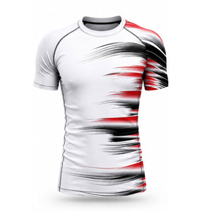 Men's Short Sleeve Rash Guard <b>Compression</b> <b>Shirt</b> Beige <b>Black</b> Tribal Print Quick Dry Polyester Workout Top - Product Image 5