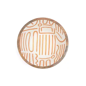 Meilleur prix Grand bol de salade en bois décoratif écologique avec motif abstrait imprimé pour table à manger de cuisine - Product Image 2