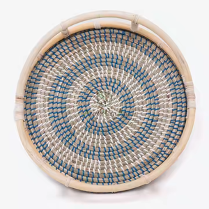 Plateau en jonc de mer tissé élégant pour bureau à domicile et décoration de table basse - Product Image 6