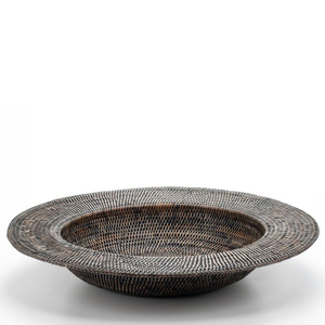 Large Round Rattan Charger Plate Wicker Shallow Basket Handmade Decorative Tray <b>For</b> Dining Table <b>Kitchen</b> Home Decor - Product Image 1