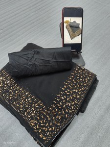 Nueva tendencia, buenos trajes, Color negro, borde de encaje de cuatro lados, fiesta de trabajo y función, ropa de Sari elegante con bajo presupuesto - Product Image 6