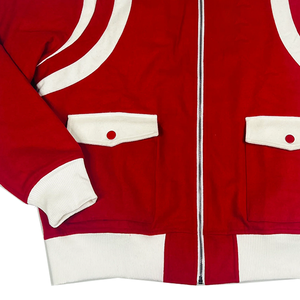 Blouson Bomber en Soie et Laine Rouge, Vente en Gros OEM, Streetwear, Varsity, Casual, Printemps, Doublure en Satin Personnalisée, Logo Appliqué sur le Devant - Product Image 3