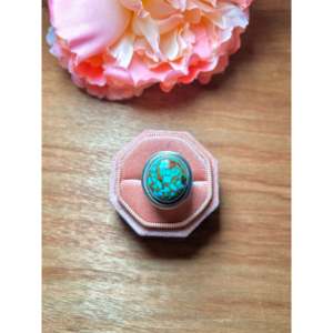 Darrin Livingston <b>Adjustable</b> Stainless Steel <b>Ring</b> Kingman Turquoise Sterling Silver Bezel Set Gift for Size 8.5 Inlay Technology - Product Image 1